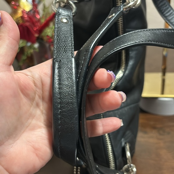 COACH Tote Bag Leather Black Solid Color - Picture 11 of 14